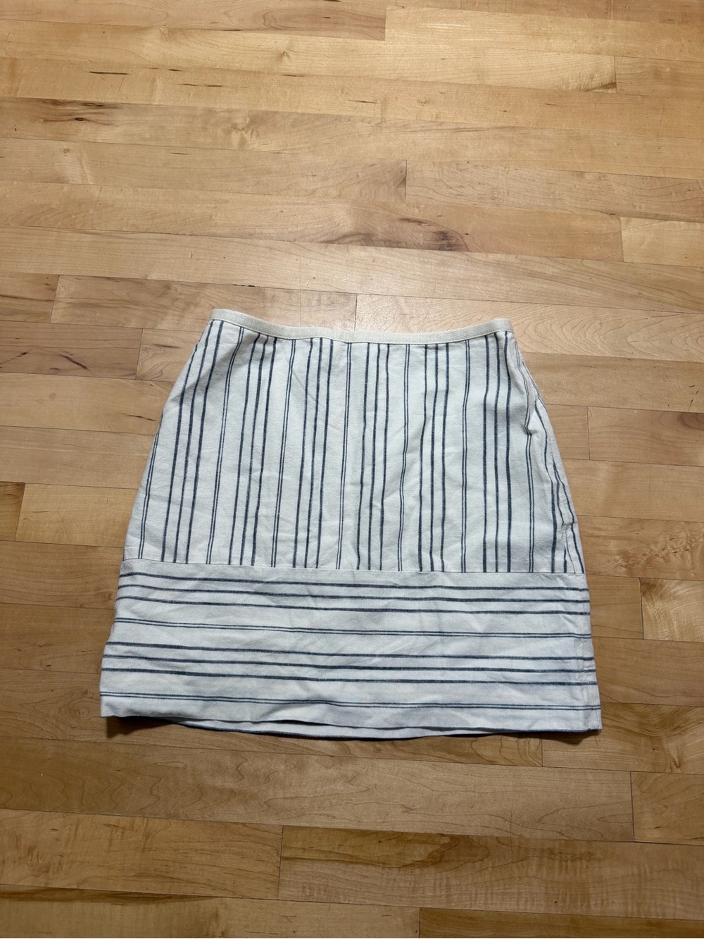 Madewell White Mini Skirt with Navy Stripe Details